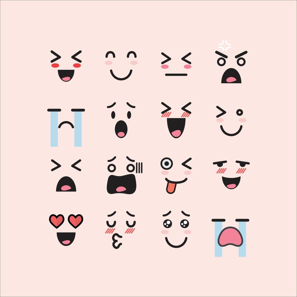 Set of facial emoticons vector