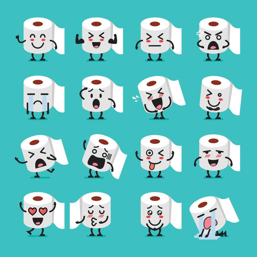 Tissue paper emoji set vector