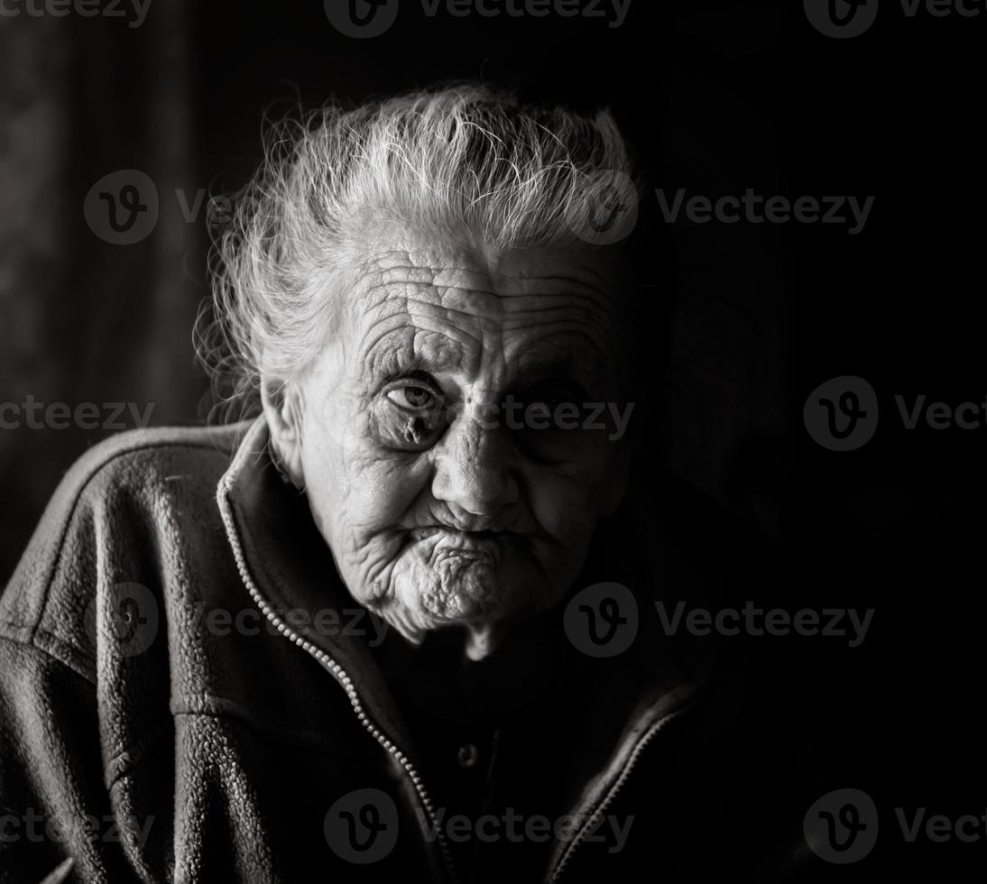 Very old tired woman photo