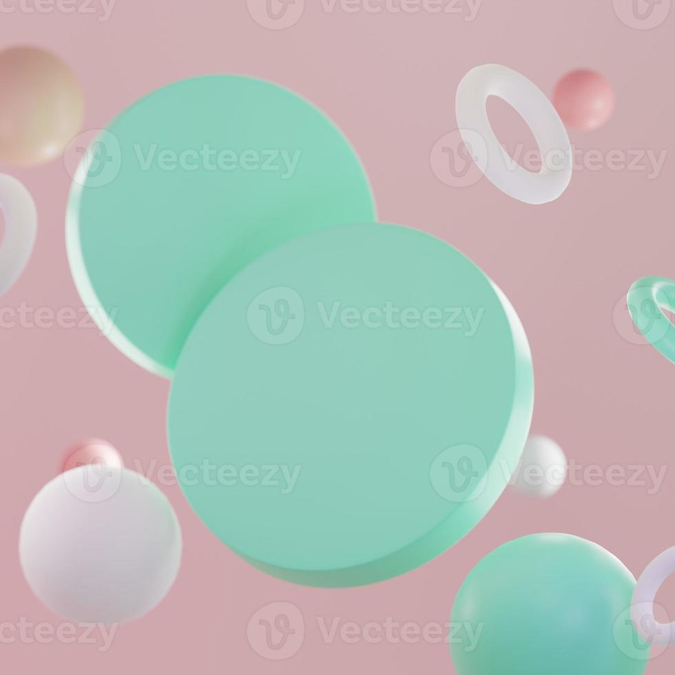 3d rendering of minimal display for mockup on Pink pastel background. photo