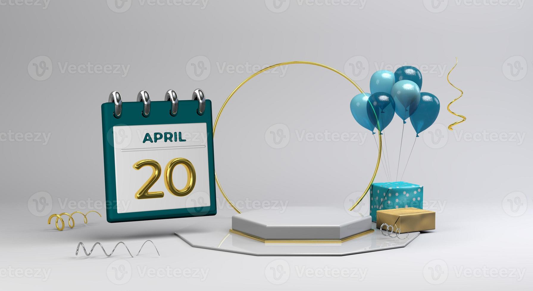 celebración 20 de abril con podio 3d y fondo foto