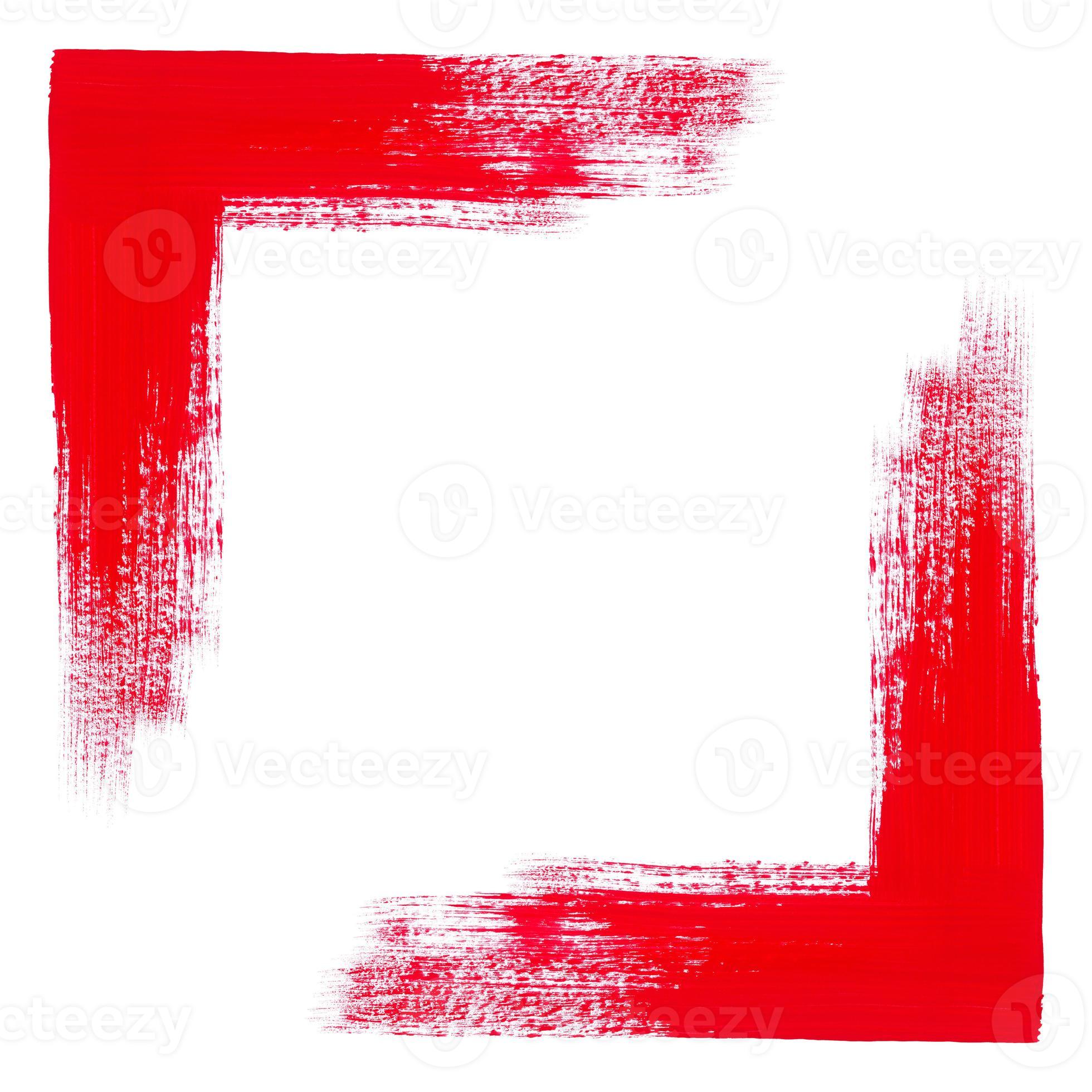 Red angled frame isolated on white background. Square corner border