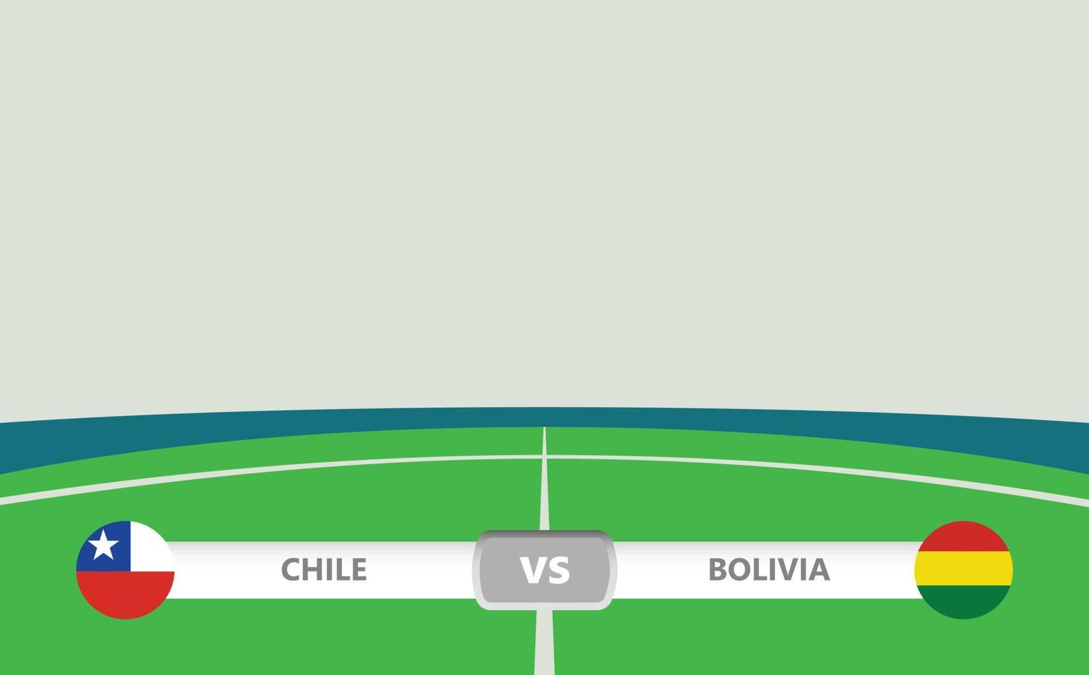 vista previa del partido vectorial con la tercera etiqueta inferior dentro del fondo del estadio de fútbol. chile contra bolivia vector