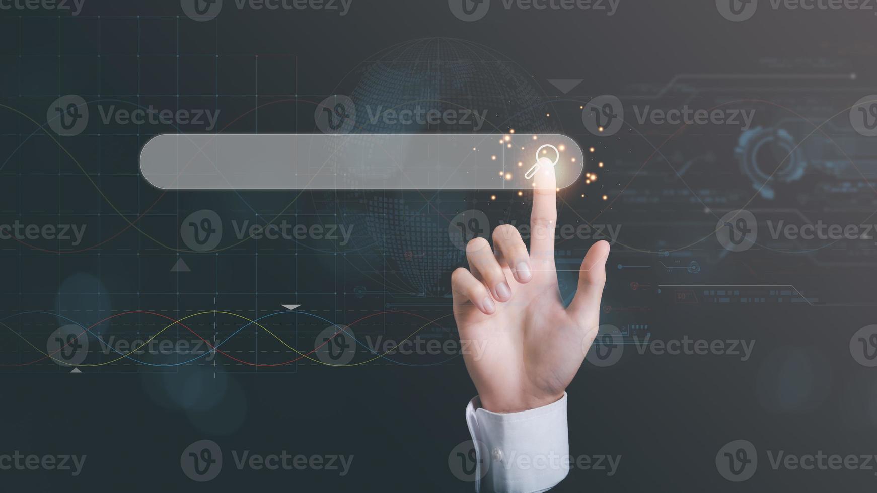 businessman pointing icon,Displays icon a search for information he is interested in through online websites,keyword search concept to find information from online websites,website link search photo