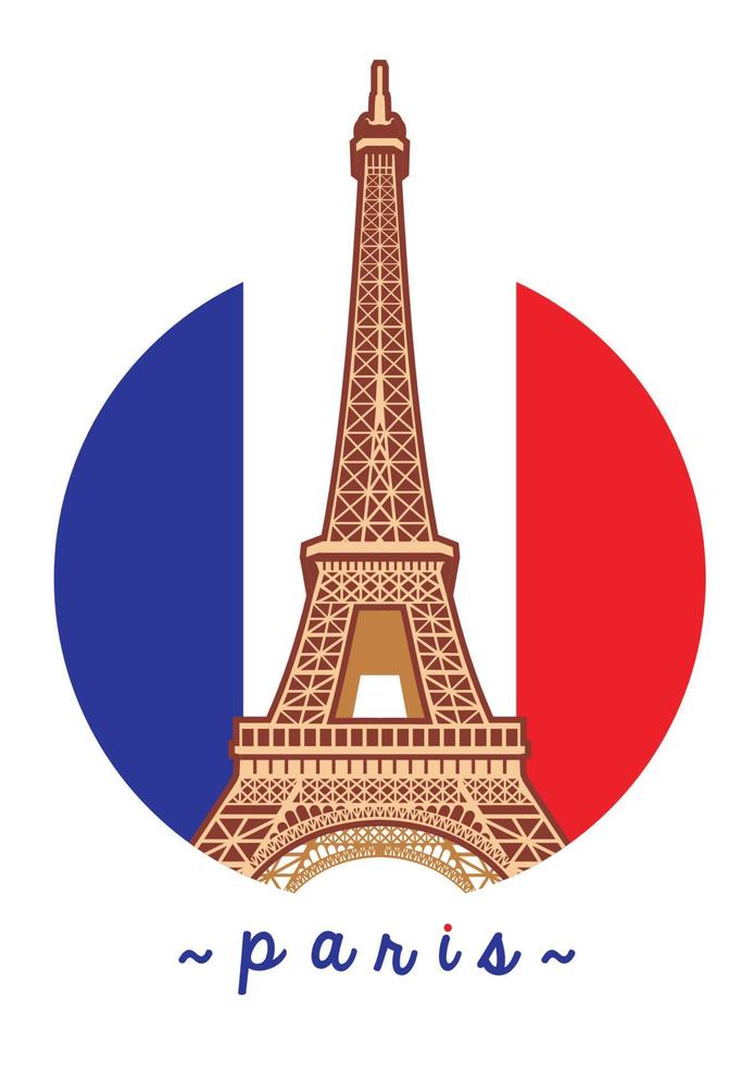 torre eiffel en círculo con fondo de bandera de francia vector