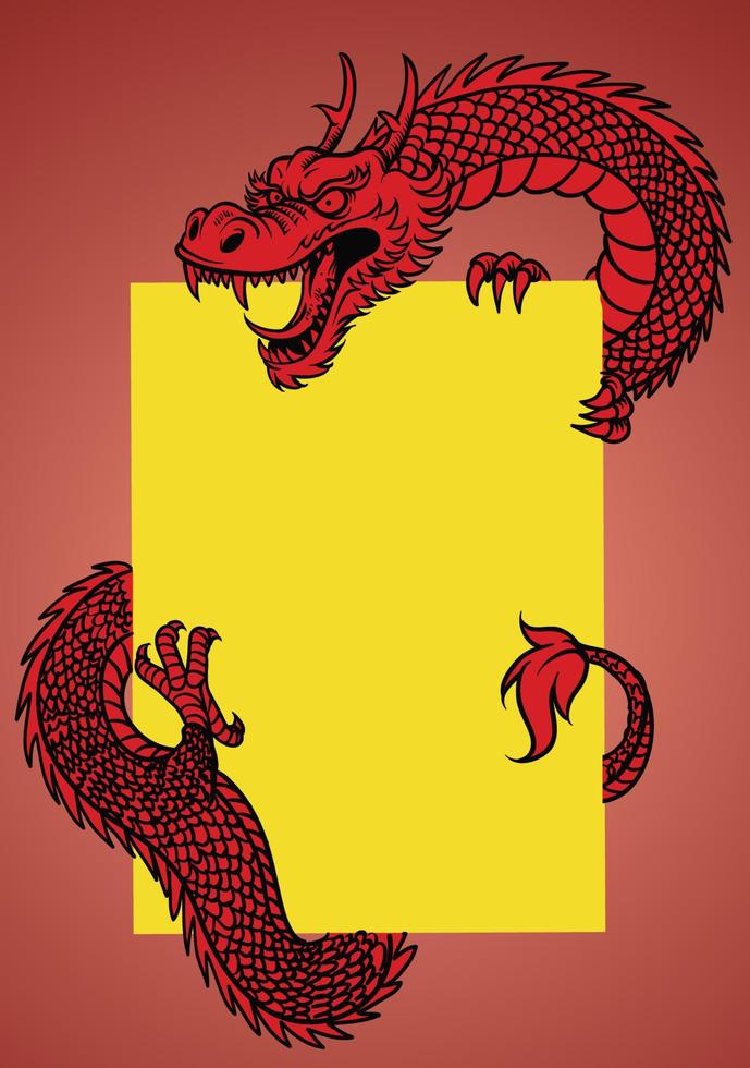 dragón oriental con espacio en blanco vector