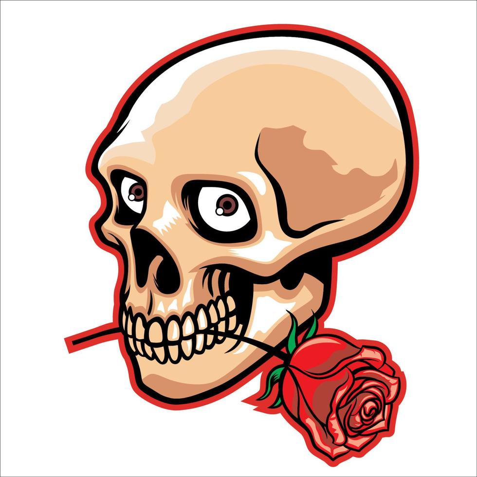 skull and rose vector