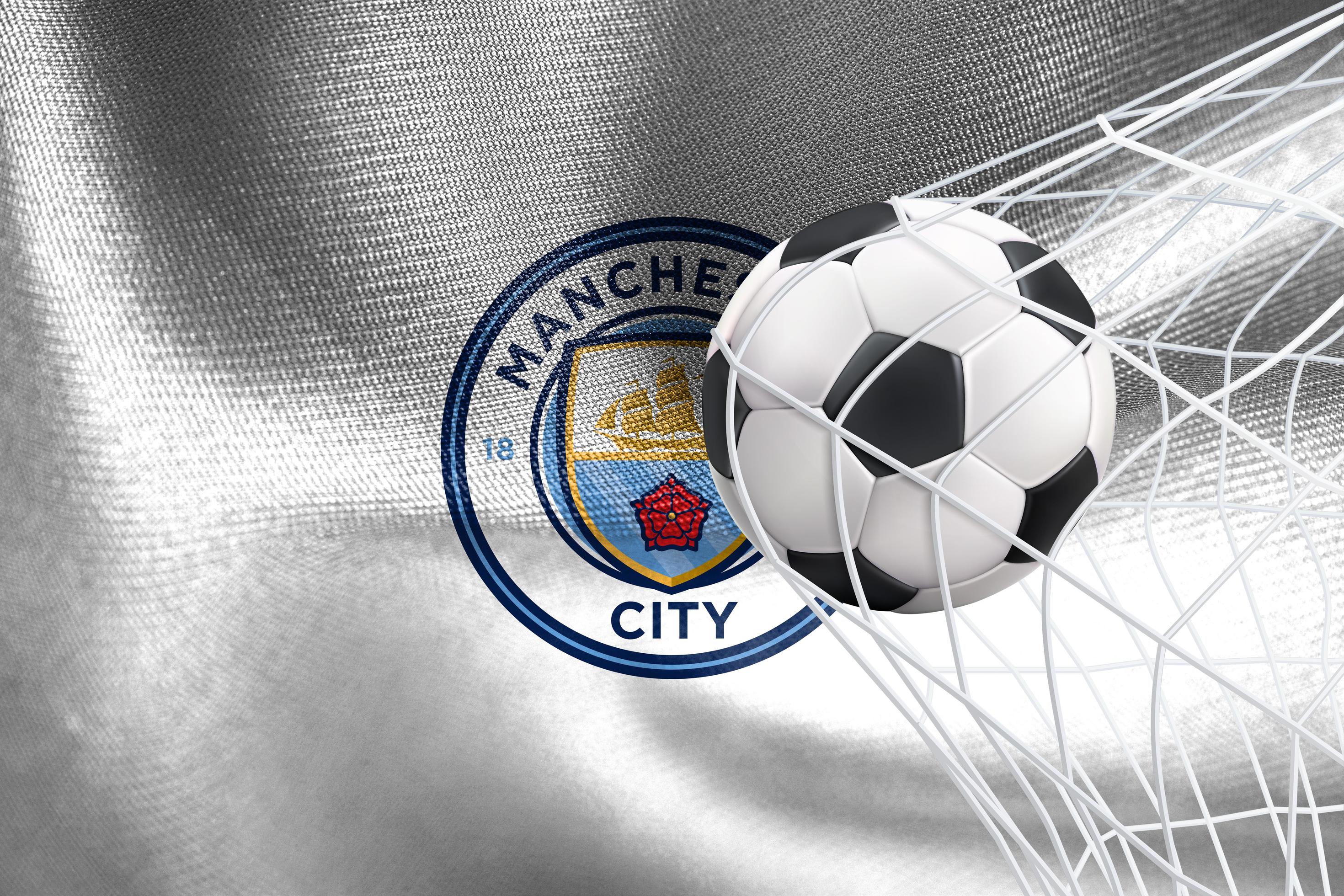 Premier league football club Manchester City FC logo 2K wallpaper download