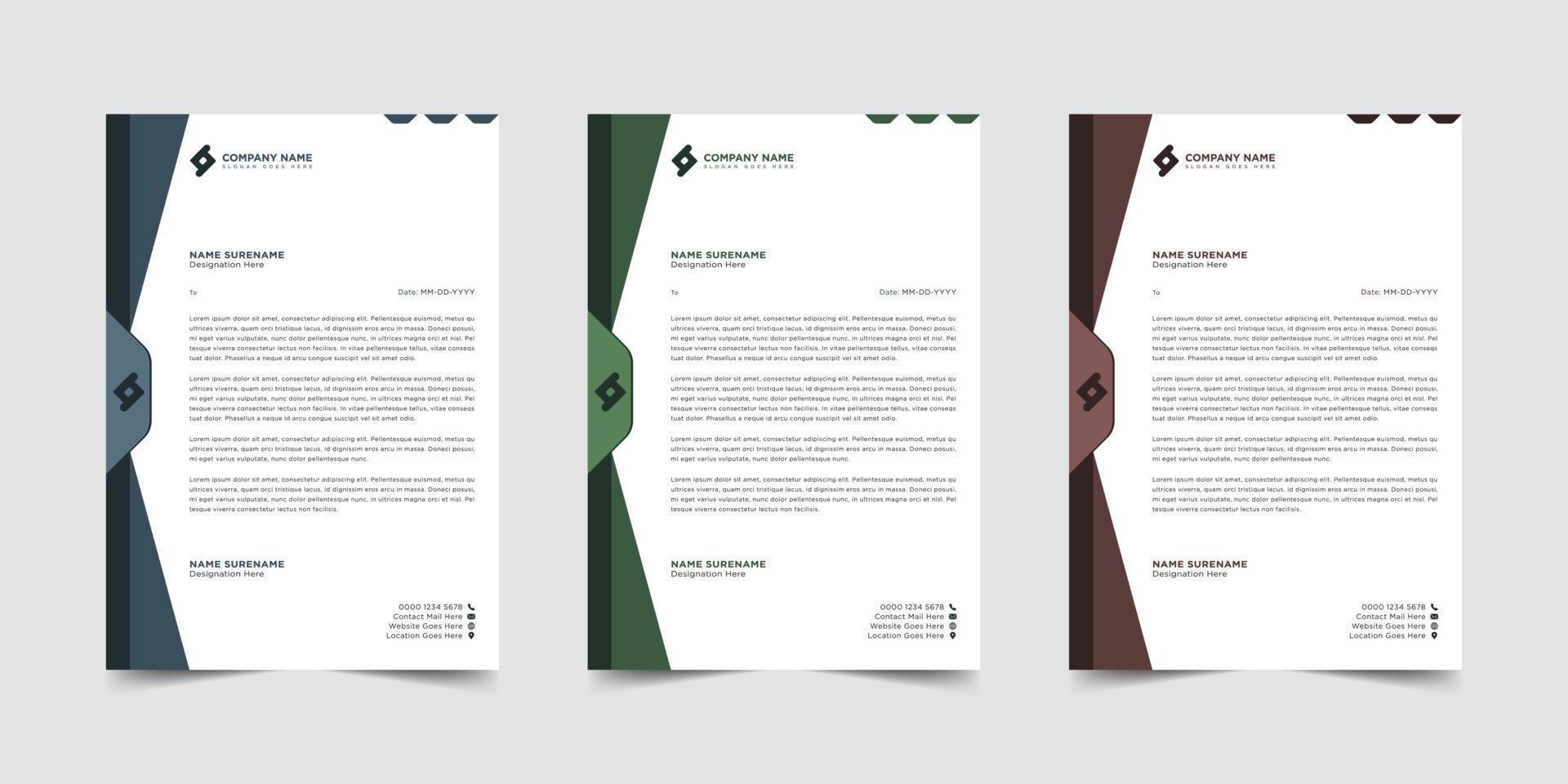 Professional letterhead template design vector illustration