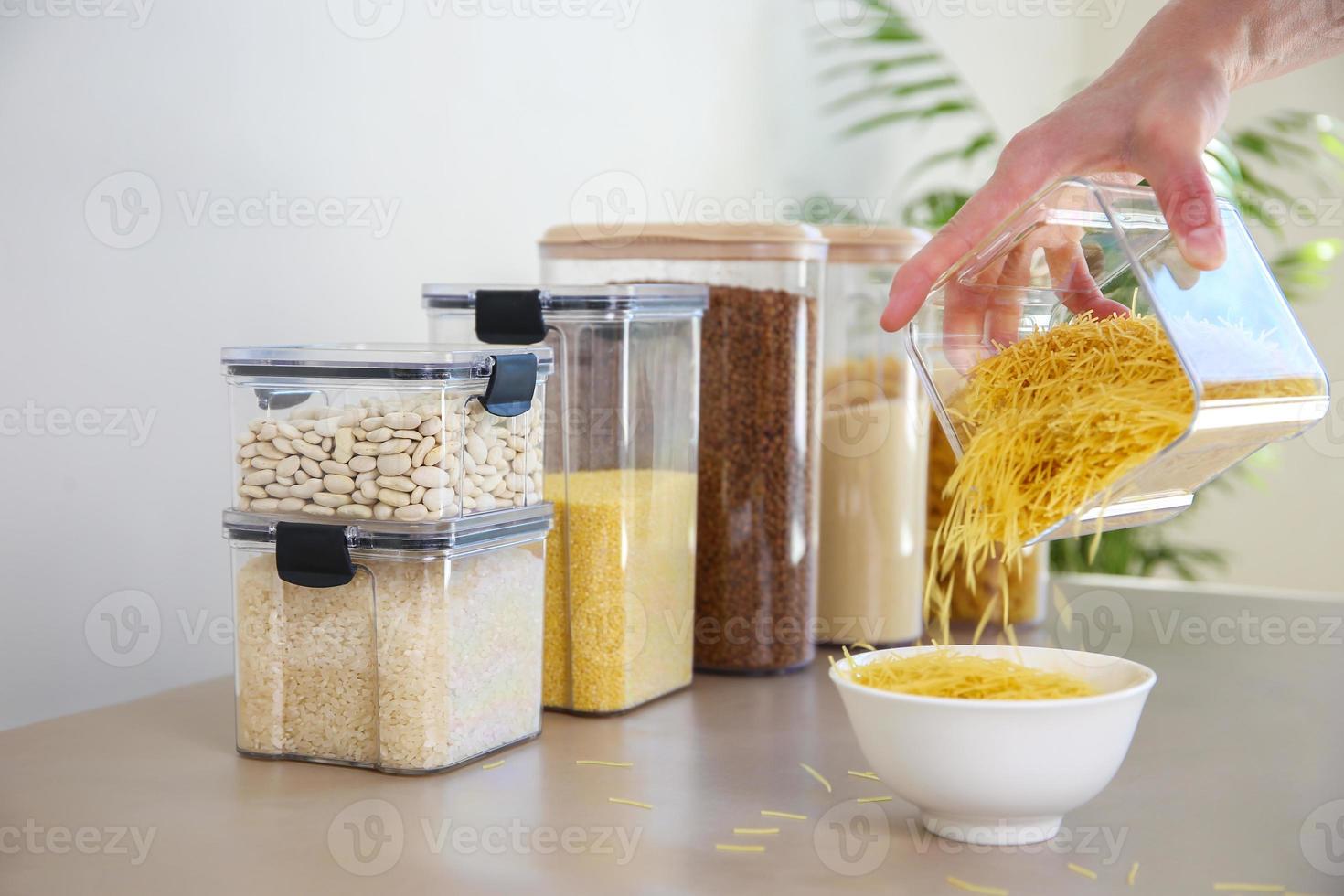 Containers for storing bulk products in the kitchen. 18919743 Stock