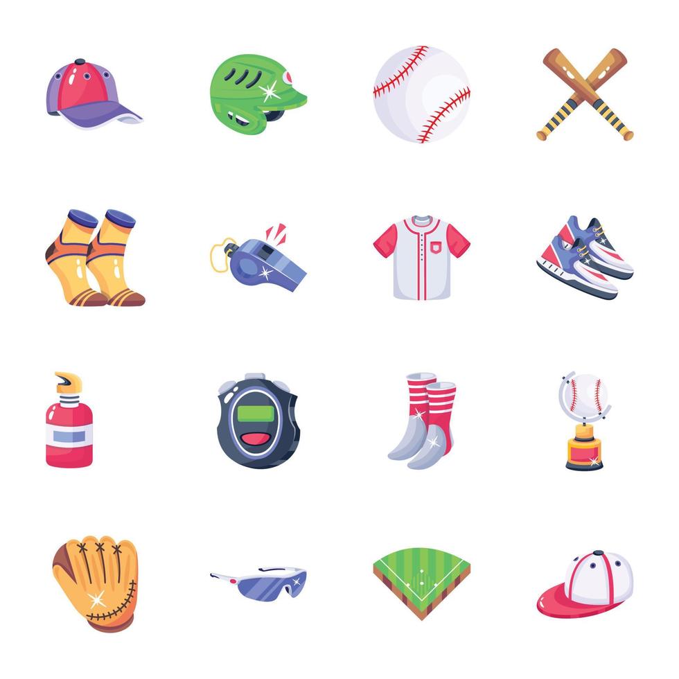 Pack of Baseball 2D Icons vector
