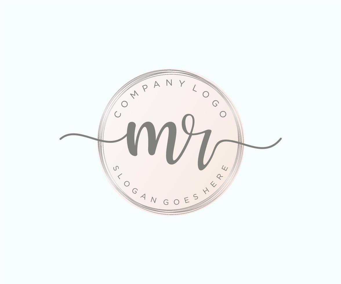 Initial MR feminine logo. Usable for Nature, Salon, Spa, Cosmetic and Beauty Logos. Flat Vector Logo Design Template Element.