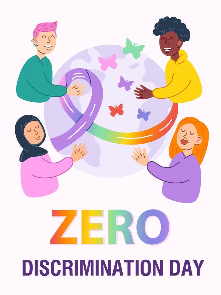 Vector illustration for Zero discrimination day. International Day of Zero Discrimination poster.