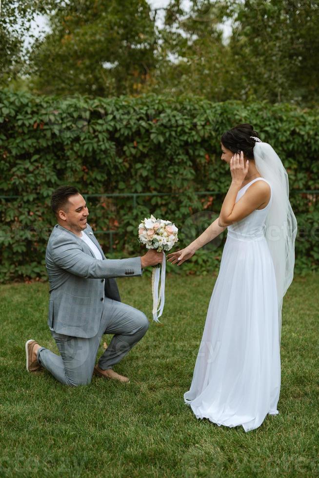 the first meeting of the bride and groom photo