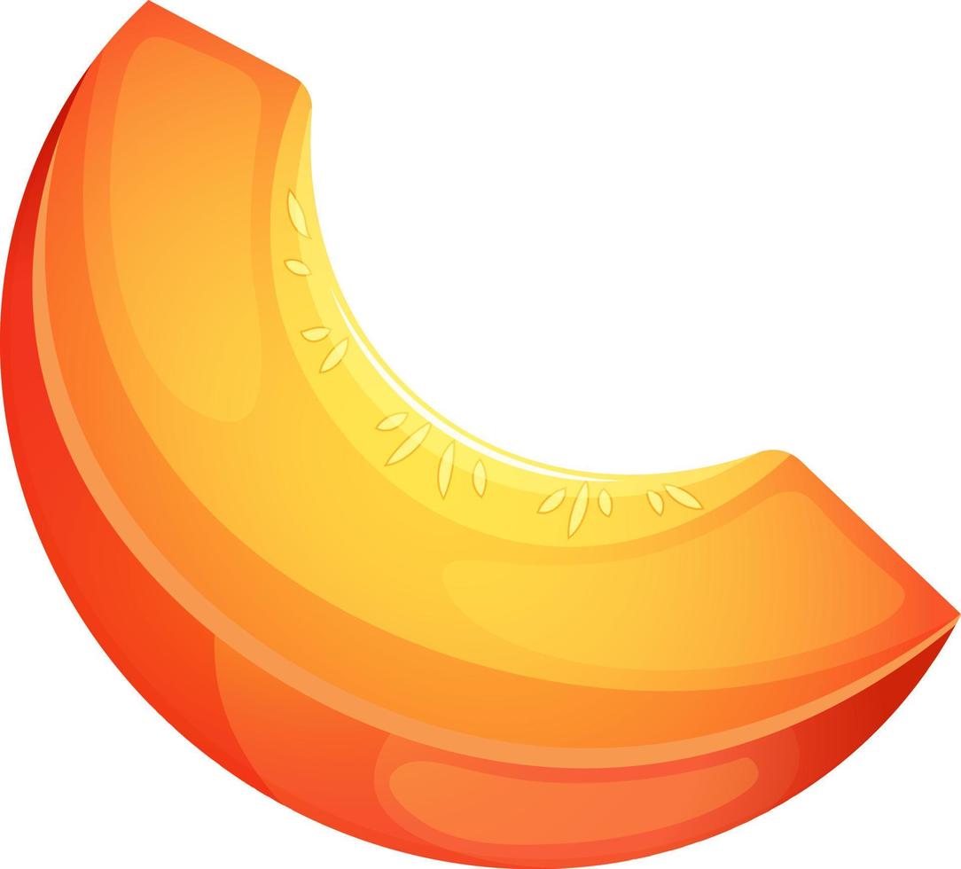 Sliced piece of cartoon juicy pumpkin on transparent background. Vegetable Collection vector