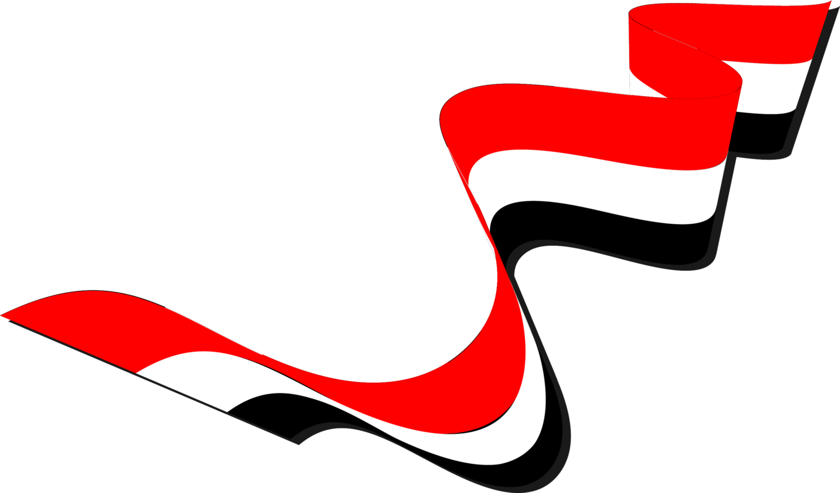 A twisted ribbon carrying the egyptian flag in its three colors red white and black png