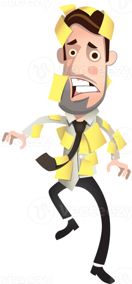 cartoon business man shocked a lot of work png