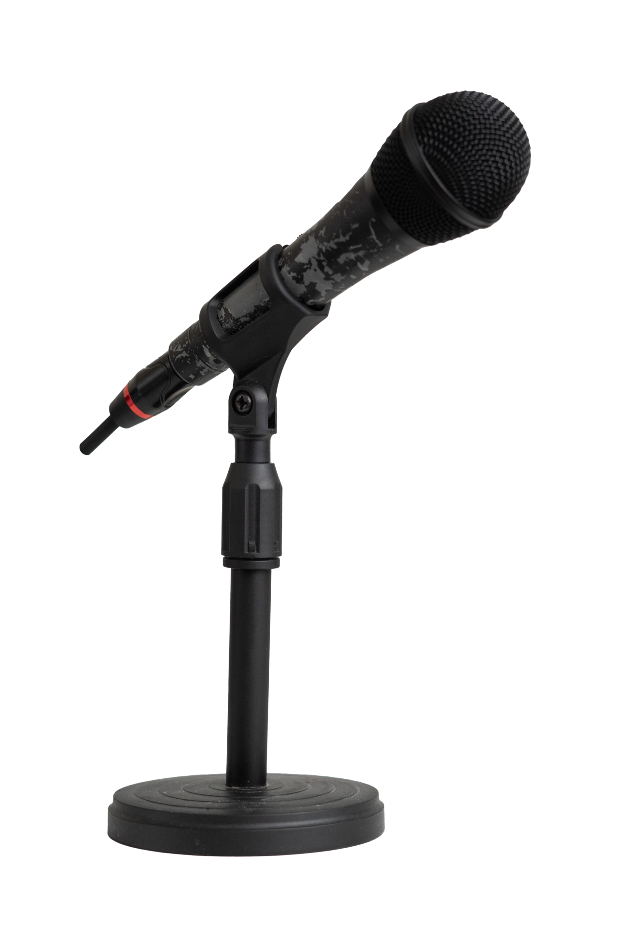 Microphone with stand isolated for podcast and music symbol design