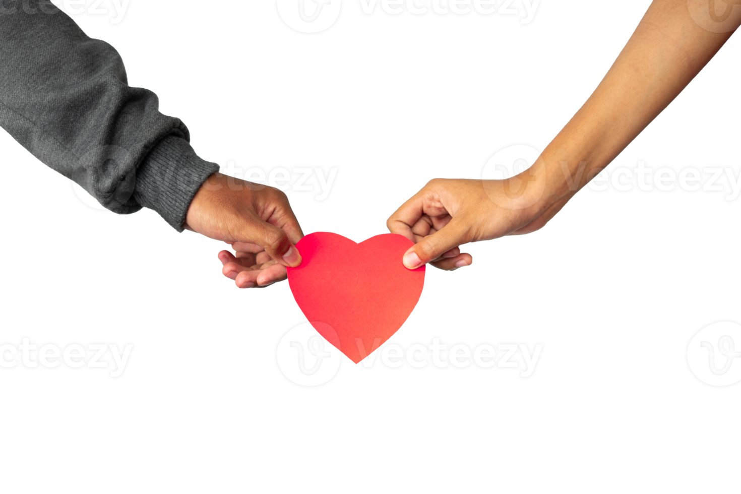 two hands holding heart. couple holding red love shape png