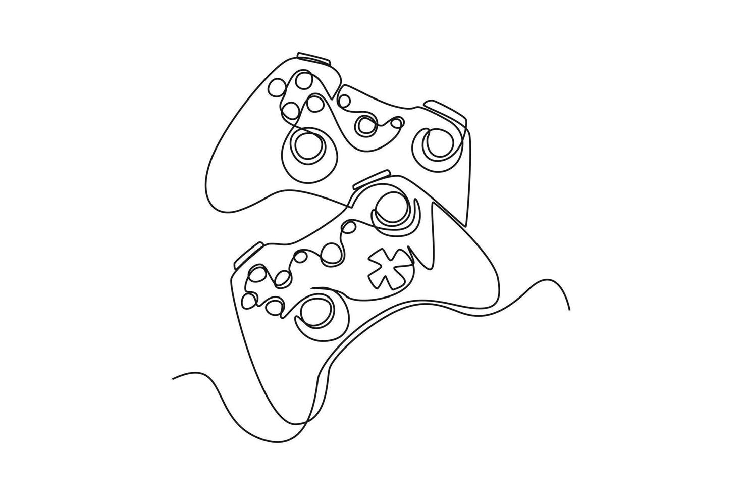 Single one line drawing gamepad from game consoles. E-sports game concept. Continuous line draw design graphic vector illustration.