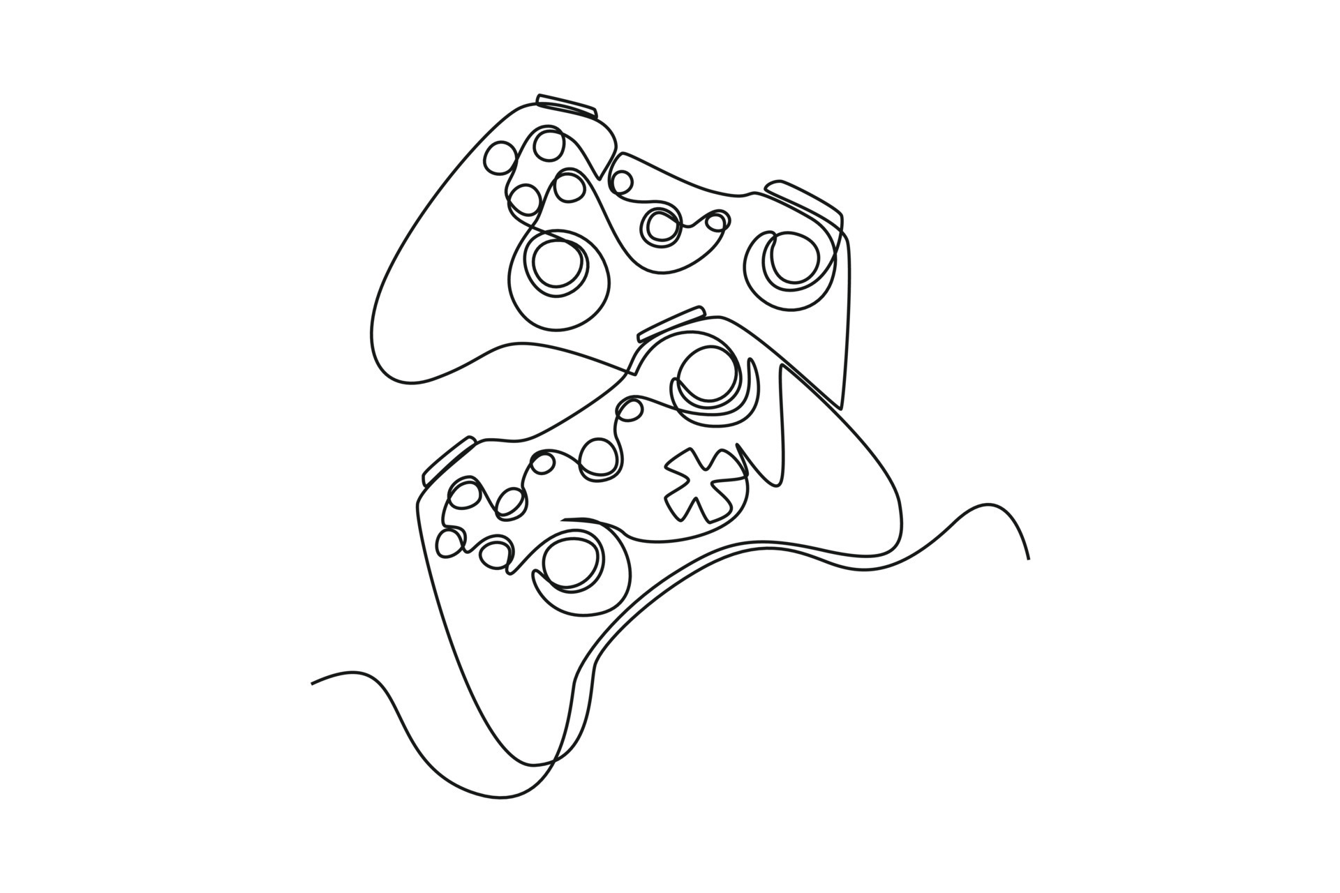 Single continuous line drawing smartphone connected with gamepad