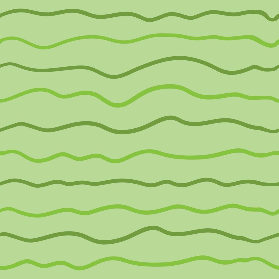 Wave line seamless pattern. Vector illustration on green background.