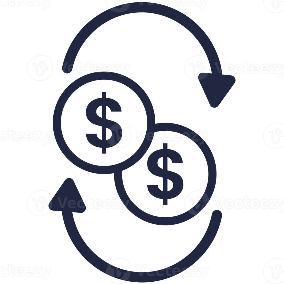 conjunto de elemento de ícone plano de finanças e investimento troca de duas moedas png