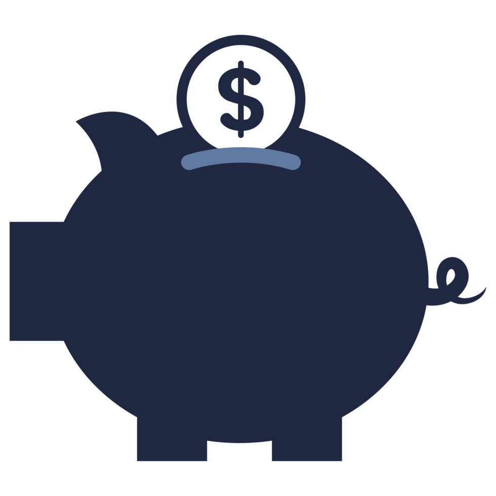 money box piggy bank blue and black color flat icon png