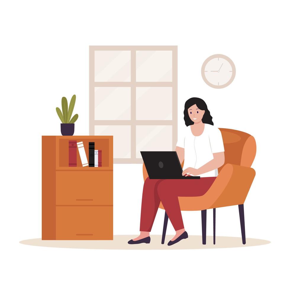 Work at home concept design. Illustration for website, landing page, mobile app, poster and banner. Trendy flat vector illustration