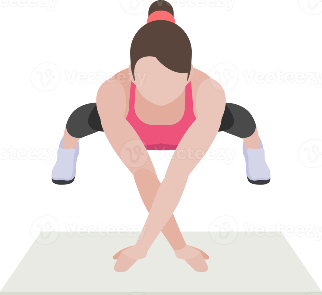 woman exercises flat color png