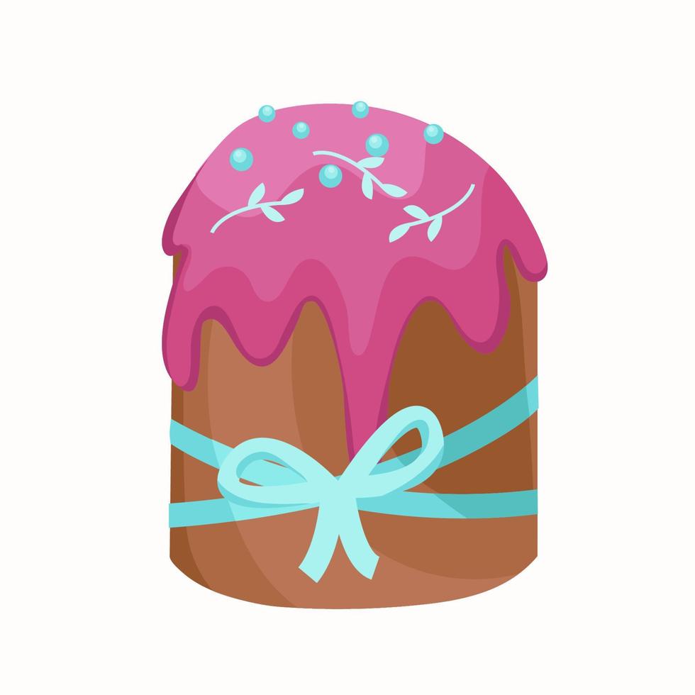 Festive Easter cake. Vector illustration in a flat style isolated on white background.