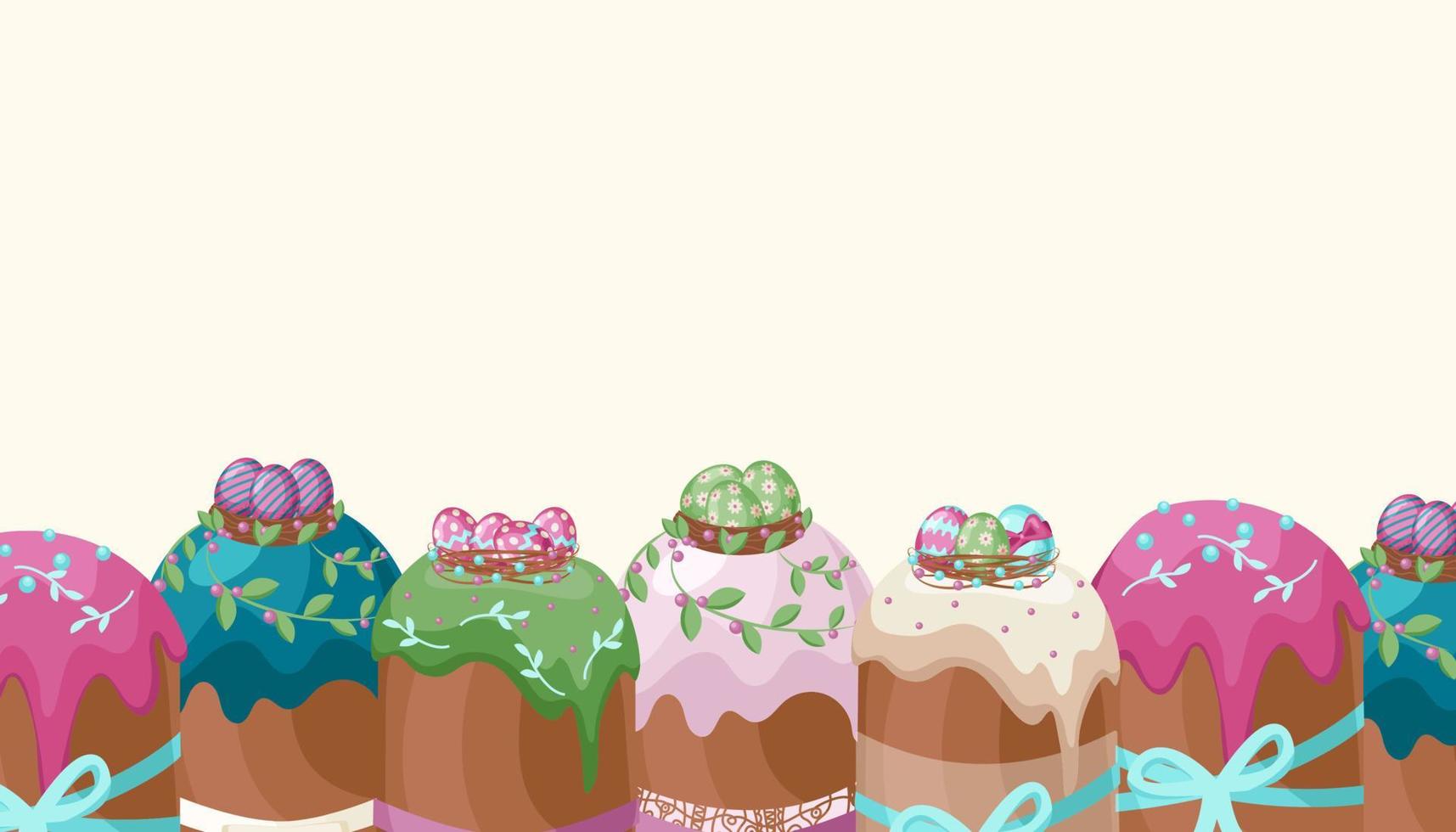 Happy Easter banner, poster, greeting card. Trendy Easter design with typography, bunnies, flowers, eggs. vector