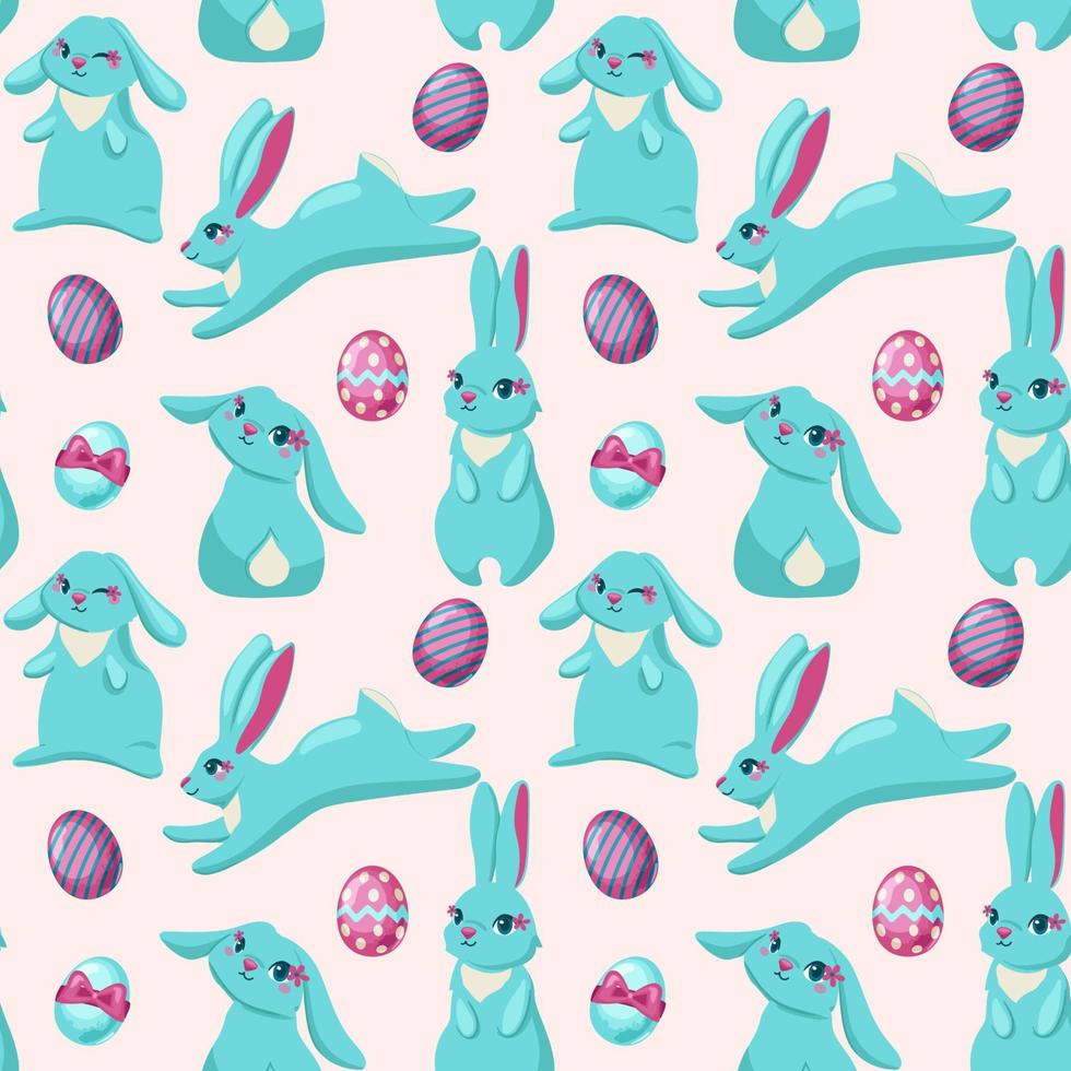 Seamless Pattern Rabbit. Hand Drawn Bunny, print design rabbit background. Print Design Textile for Kids Fashion. vector