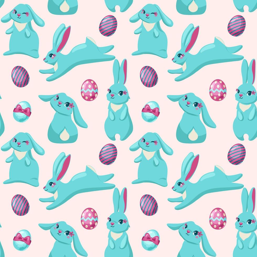 Seamless Pattern Rabbit. Hand Drawn Bunny, print design rabbit background. Print Design Textile for Kids Fashion. vector