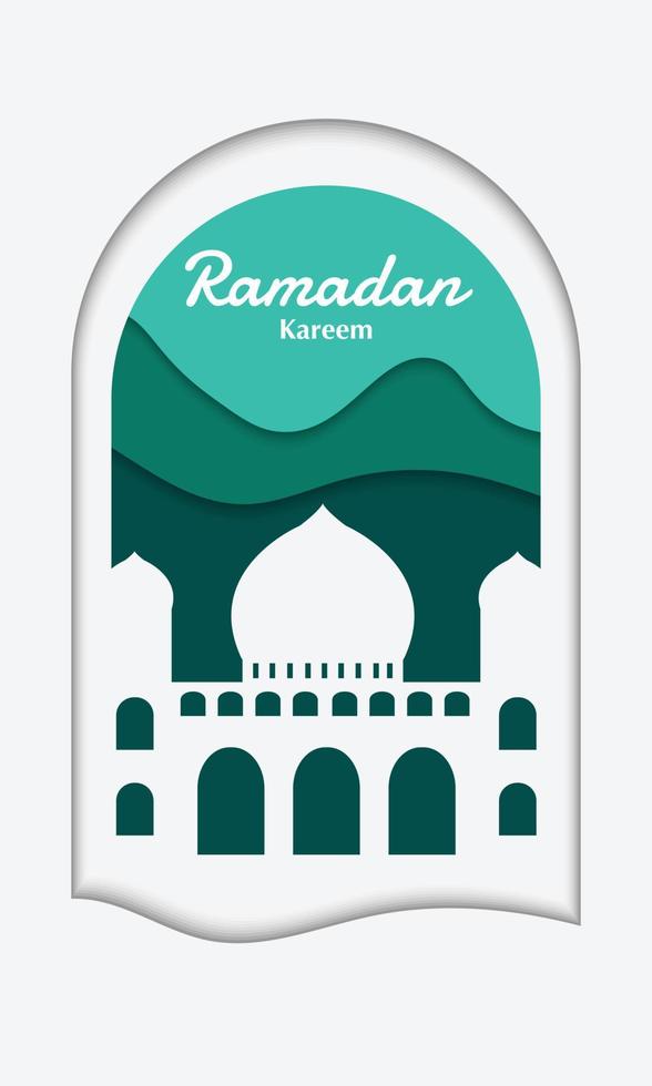 estilo de papel de plantilla de historia de ramadan kareem vector