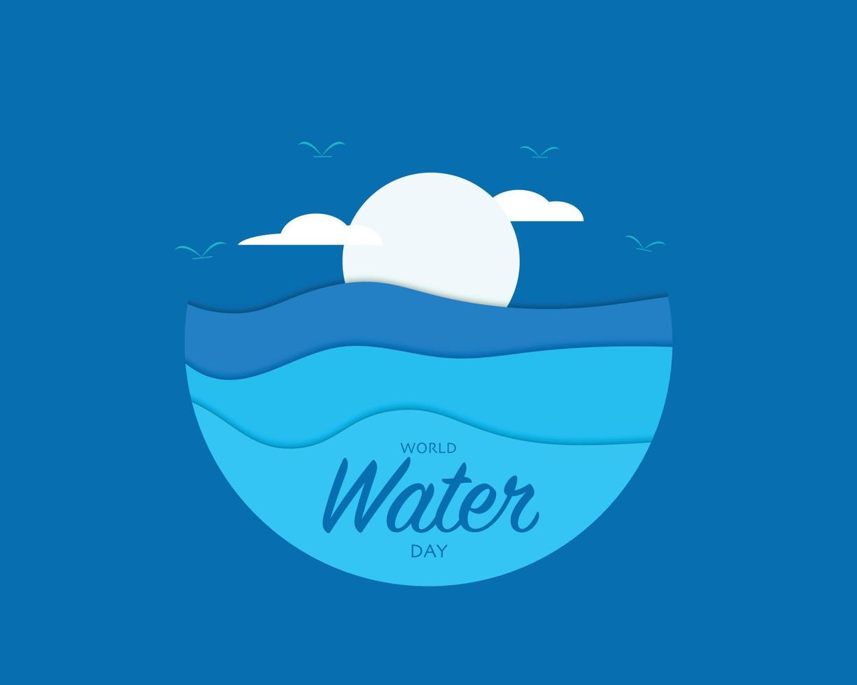 papel de la onda del día mundial del agua vector