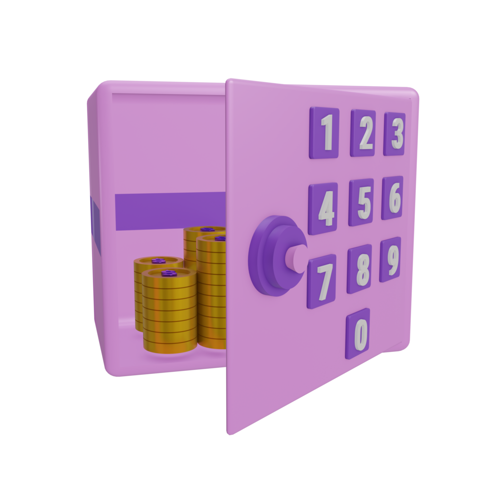 3D Money Safe icon with transparent background, perfect for template design, UI or UX and more. png
