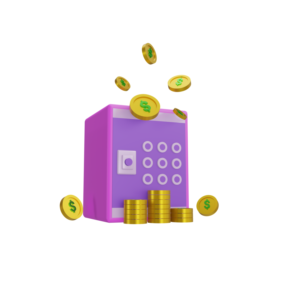 3D Money Safe icon with transparent background, perfect for template design, UI or UX and more. png