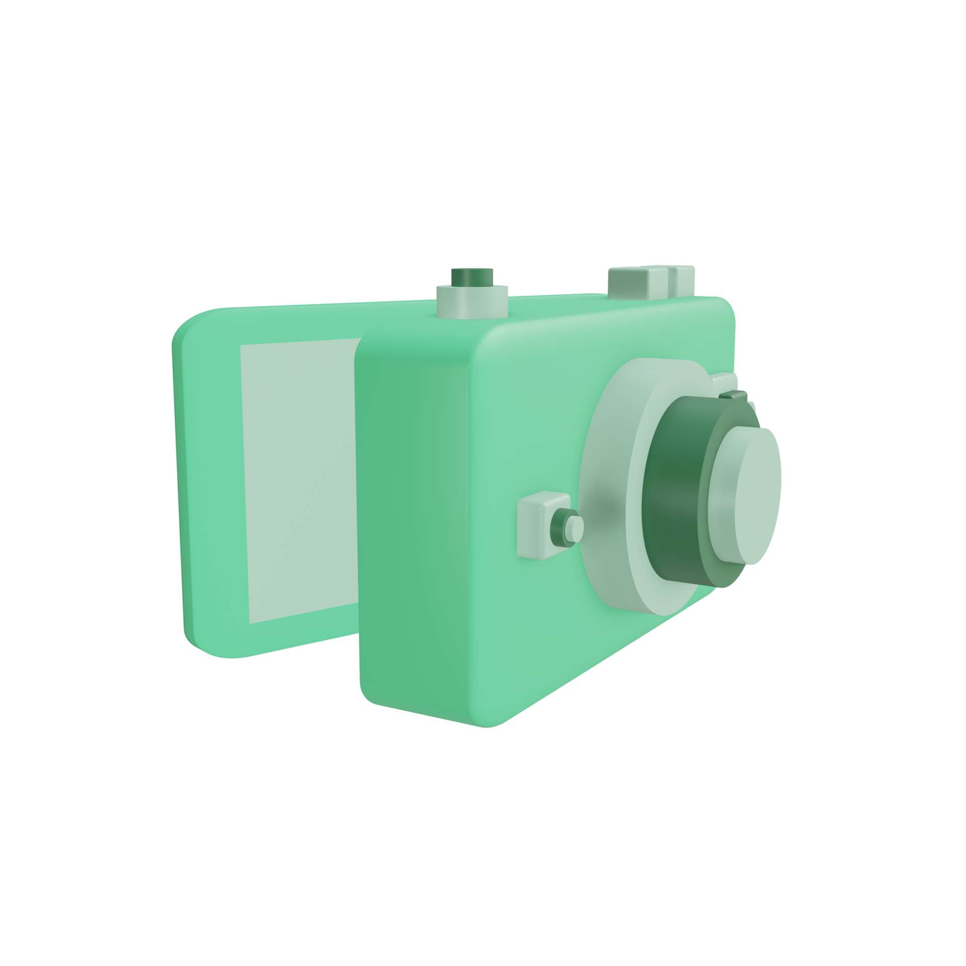 3D camera icon with transparent background, perfect for template design