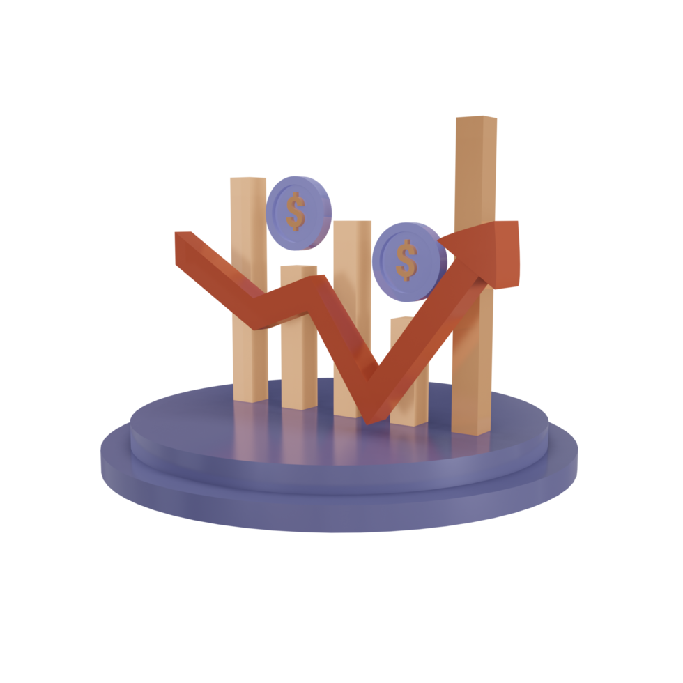 3D Financial Chart icon with transparent background, perfect for template design, UI or UX and more. png