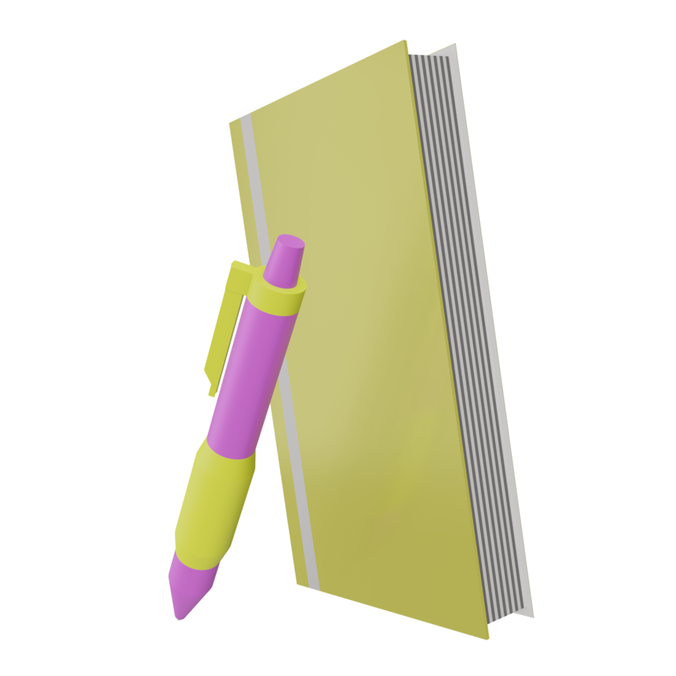 3D book and pen icon on transparent background, perfect for template design, UI or UX and more. png