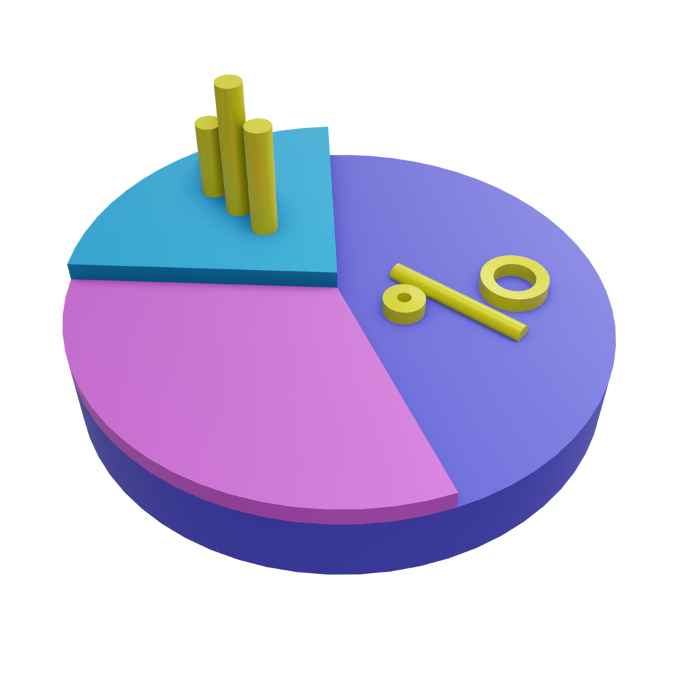 3D-Kreisdiagramm-Symbol mit transparentem Hintergrund, perfekt für Vorlagendesign, ui oder ux und mehr. png