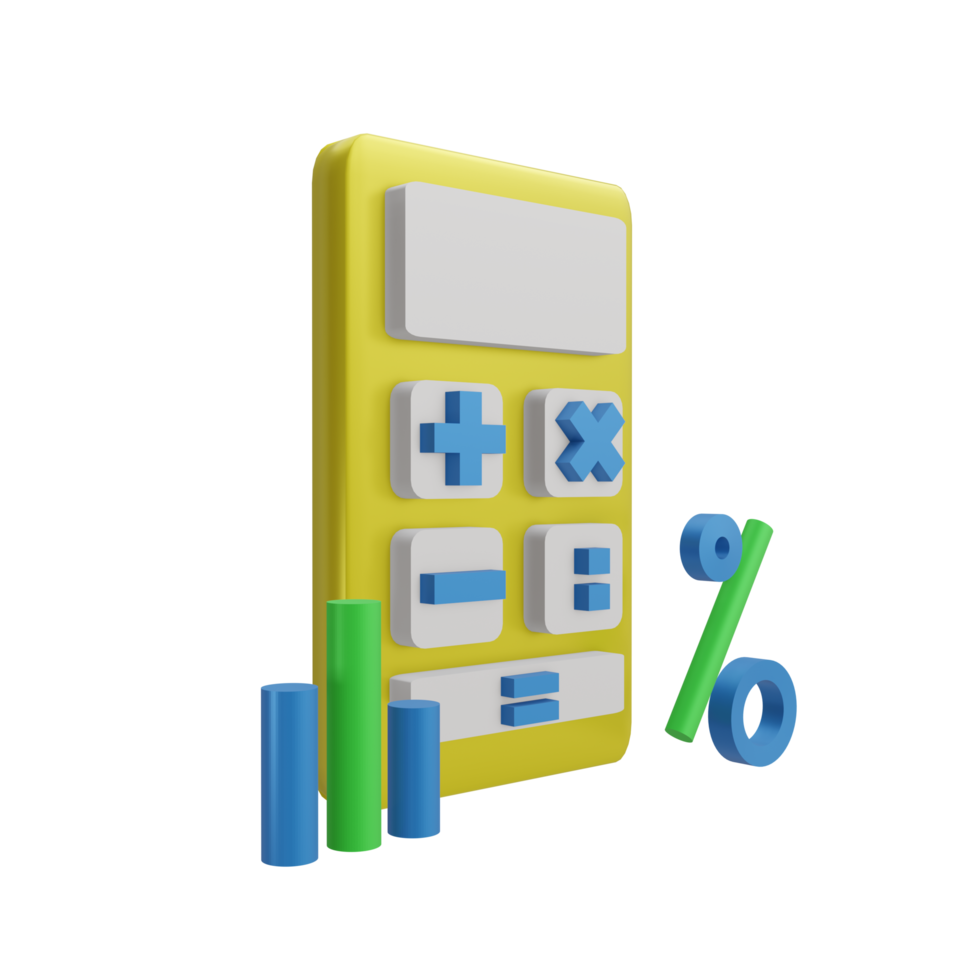 A 3D calculator icon with a transparent background, perfect for template design, UI or UX and more. png