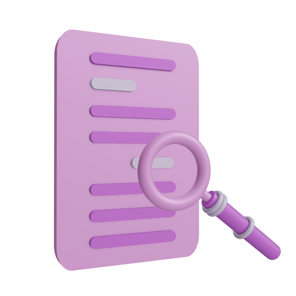 A 3D search icon on a transparent background, perfect for template design, UI or UX and more. png