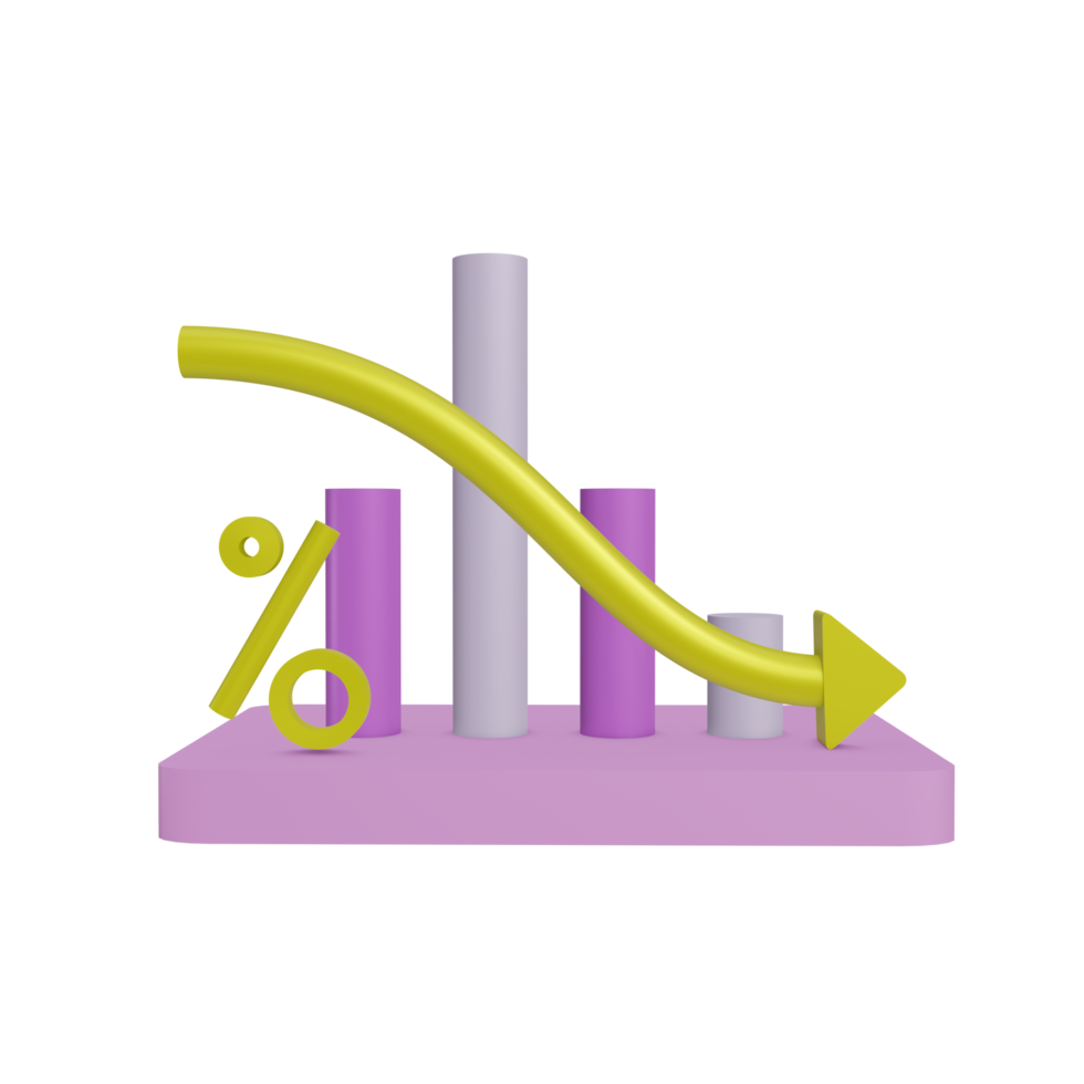 3D financial chart icon on transparent background, perfect for template design, UI or UX and more. png