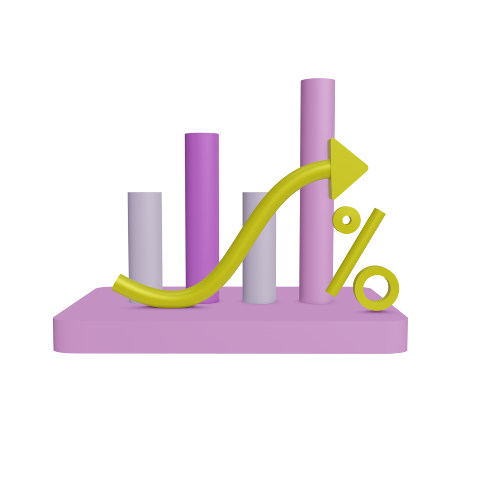 3D financial chart icon on transparent background, perfect for template design, UI or UX and more. png