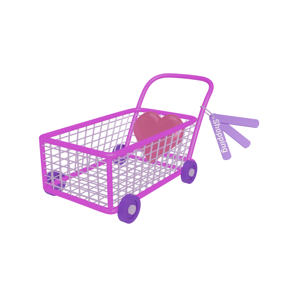 3D shopping cart icon with transparent background, perfect for template design, UI or UX and more. png