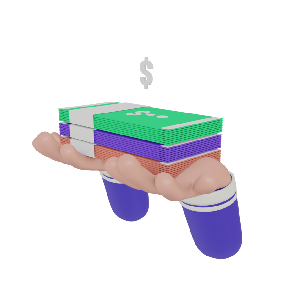3D Money holding hand icon on transparent background. png