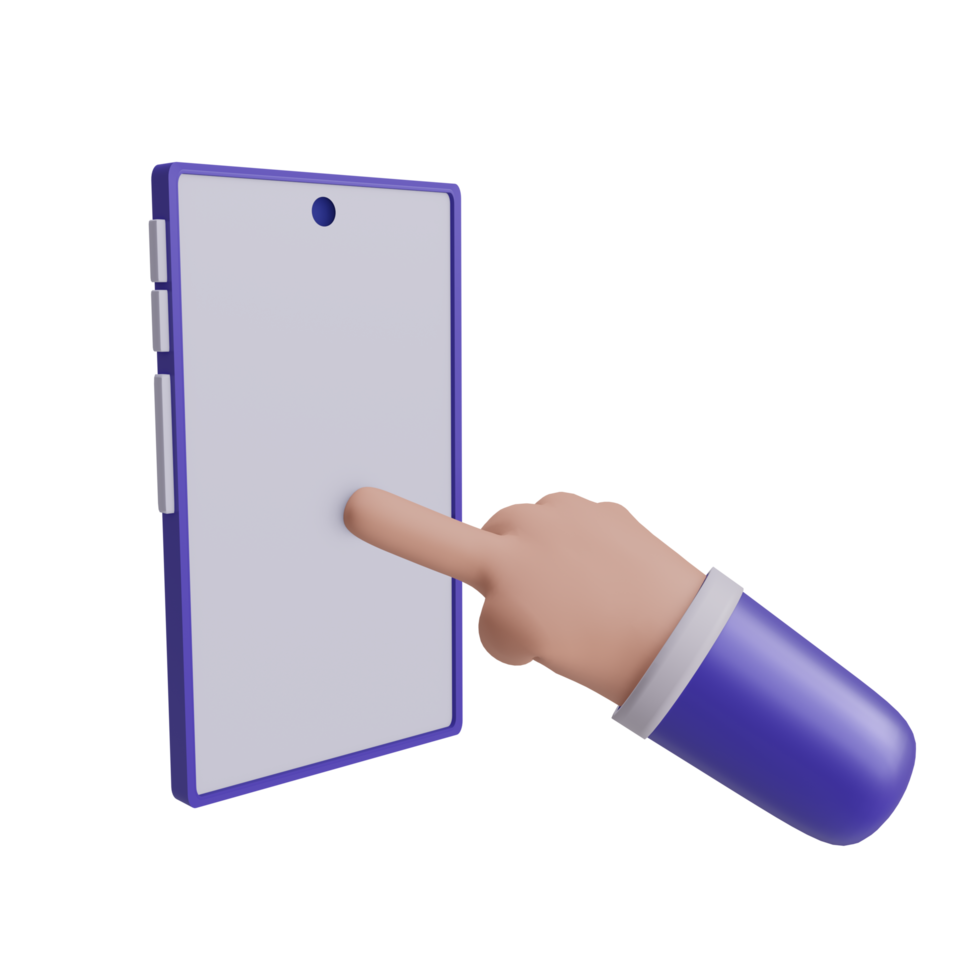 3D Smartphone touching hand icon, with transparent background. png