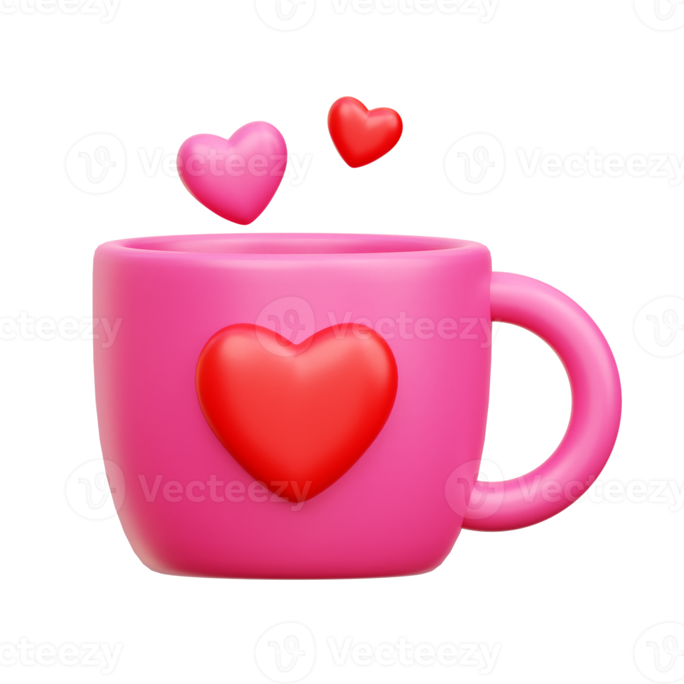 3d kärlek mugg, valentine 3d illustration png